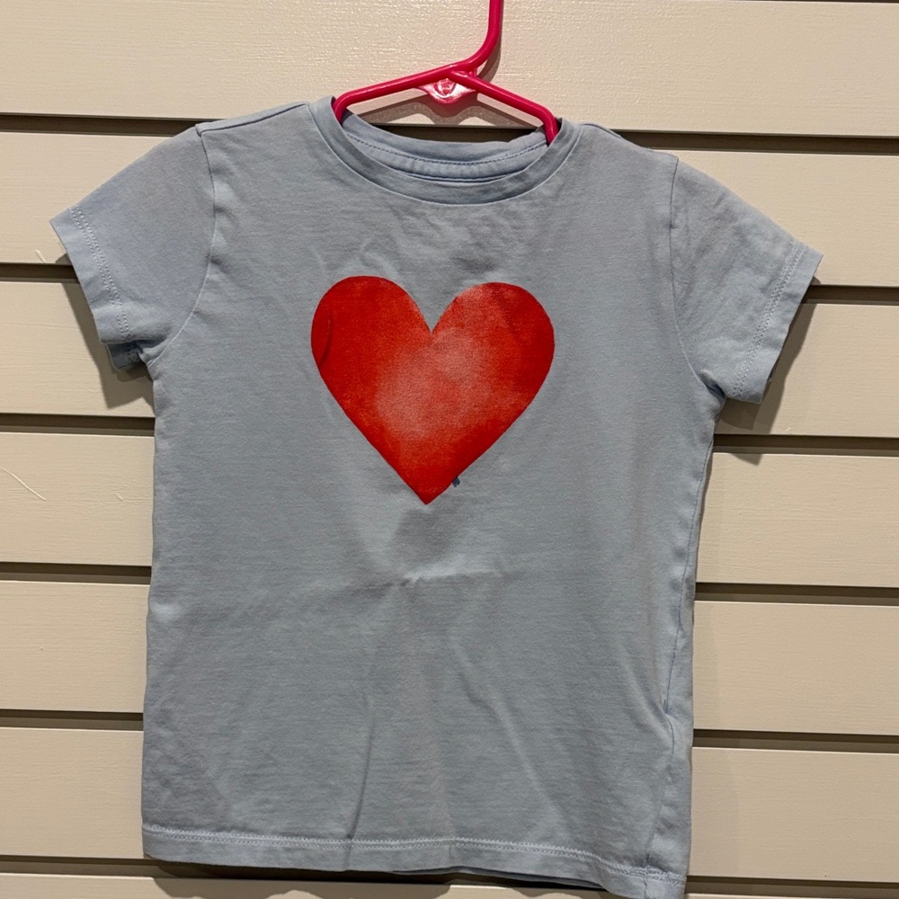 Children's Blue Tee with Red Heart Design